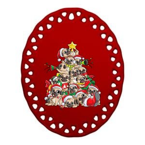 Pug Christmas Tree Dog Santa Xmas Merry Dogmas Ceramic Oval Ornament