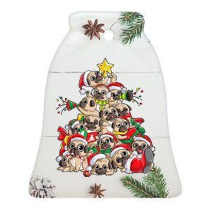 Pug Christmas Tree Dog Santa Xmas Merry Dogmas Ceramic Bell Ornament