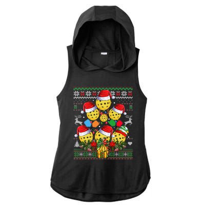 Pickleball Christmas Tree Ugly Sweater Santa Paddle Ball Gift Ladies PosiCharge Tri-Blend Wicking Draft Hoodie Tank