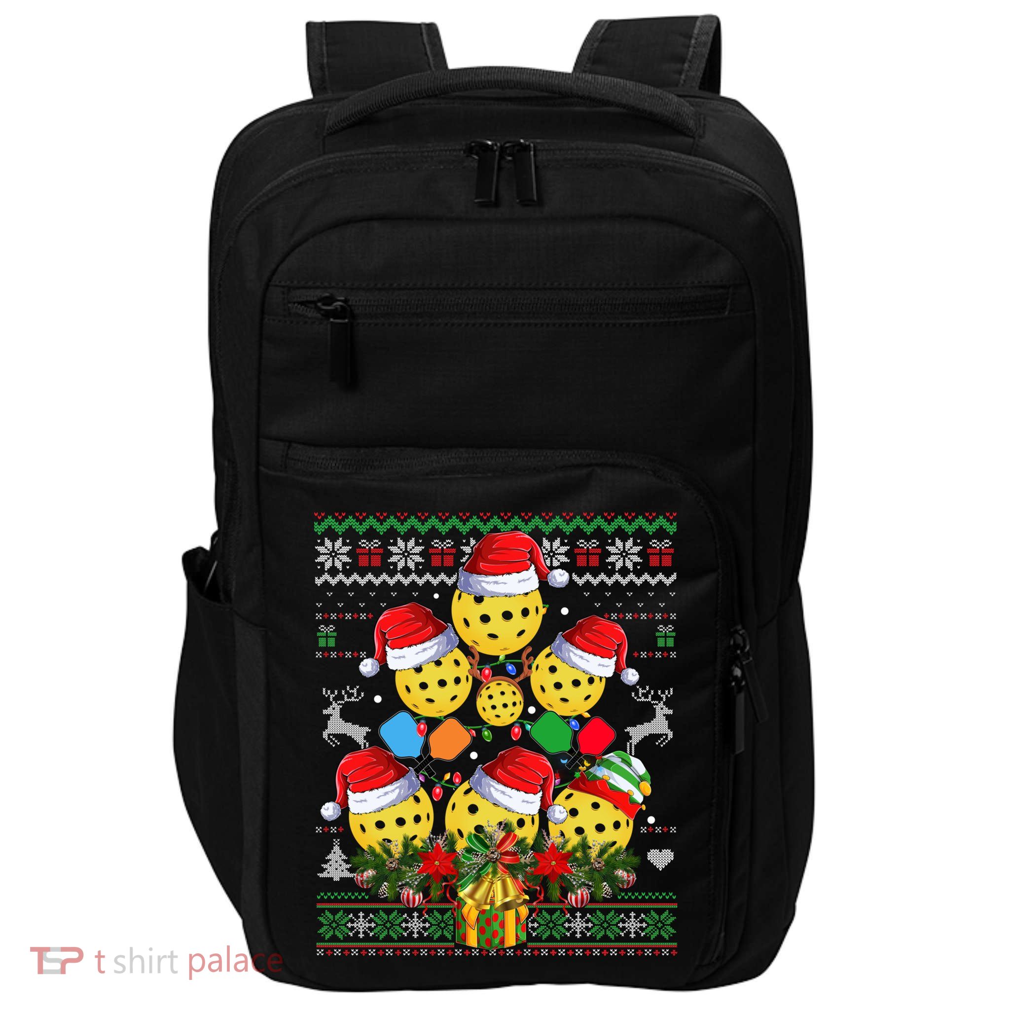 Pickleball Christmas Tree Ugly Sweater Santa Paddle Ball Gift Impact Tech Backpack