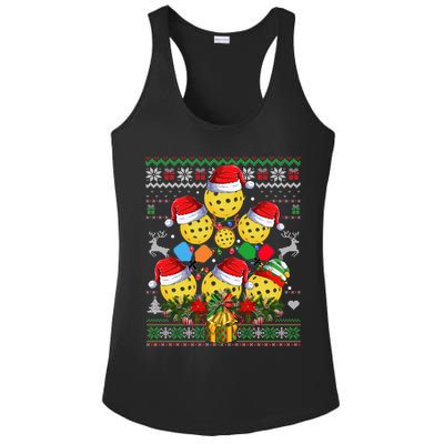 Pickleball Christmas Tree Ugly Sweater Santa Paddle Ball Gift Ladies PosiCharge Competitor Racerback Tank