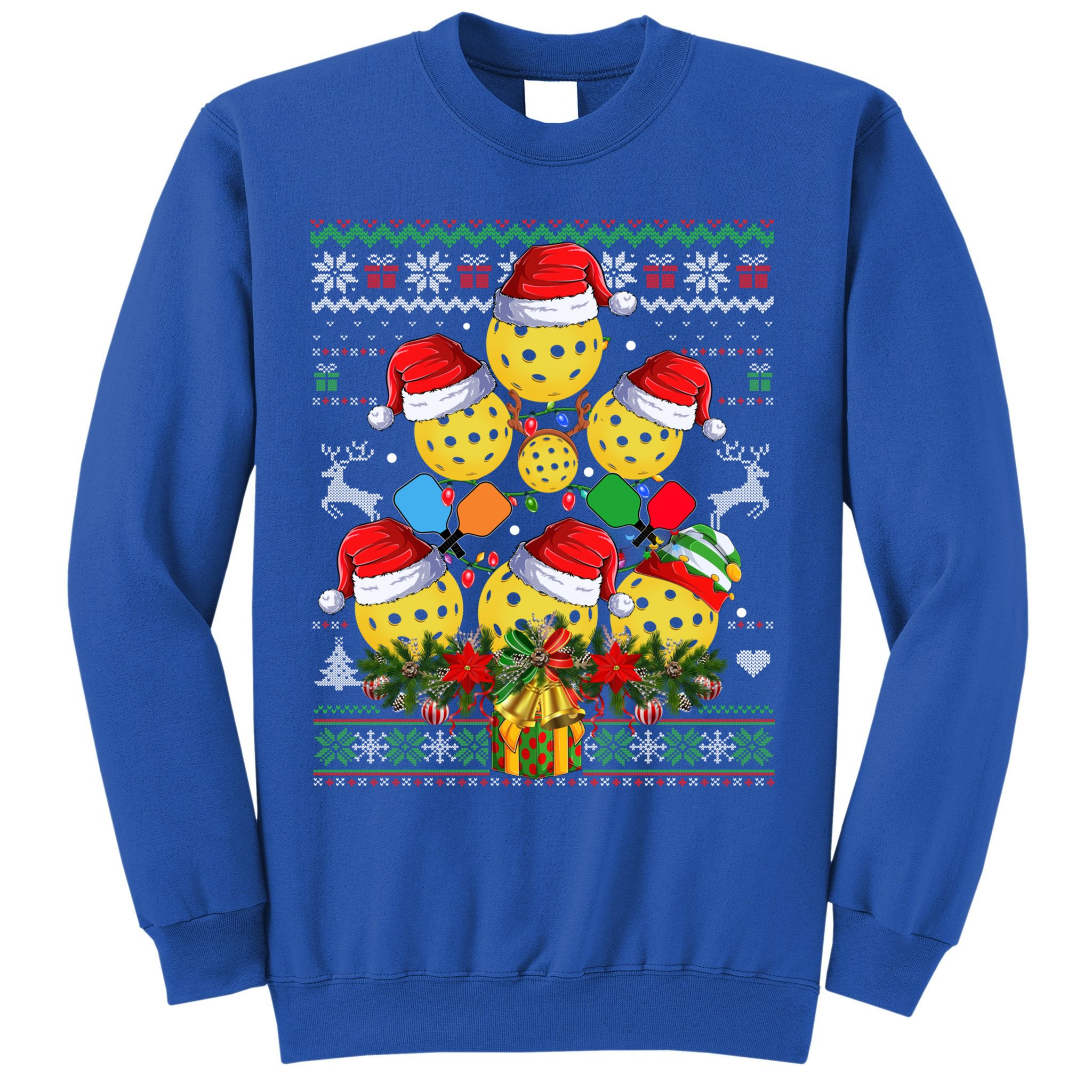 Pickleball Christmas Tree Ugly Sweater Santa Paddle Ball Gift Sweatshirt