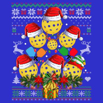 Pickleball Christmas Tree Ugly Sweater Santa Paddle Ball Gift T-Shirt