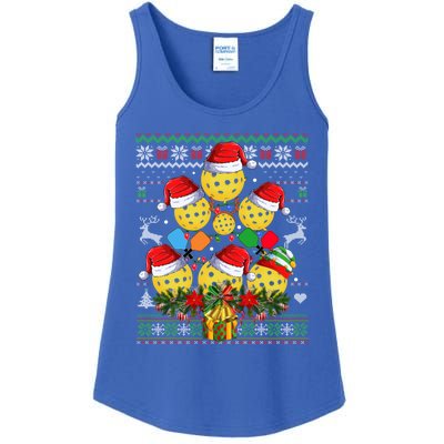 Pickleball Christmas Tree Ugly Sweater Santa Paddle Ball Gift Ladies Essential Tank