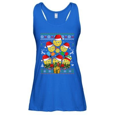 Pickleball Christmas Tree Ugly Sweater Santa Paddle Ball Gift Ladies Essential Flowy Tank