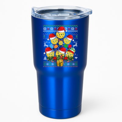 Pickleball Christmas Tree Ugly Sweater Santa Paddle Ball Gift Tumbler