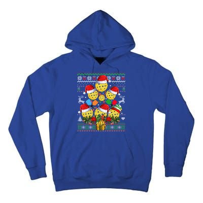 Pickleball Christmas Tree Ugly Sweater Santa Paddle Ball Gift Tall Hoodie