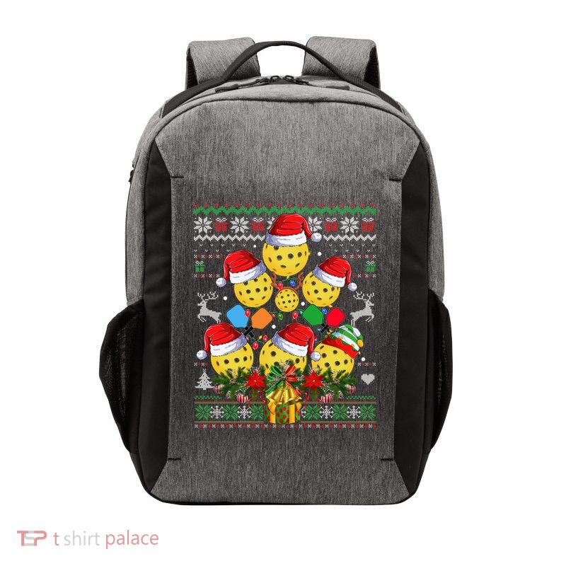 Pickleball Christmas Tree Ugly Sweater Santa Paddle Ball Gift Vector Backpack