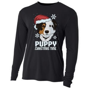 Puppy Christmas Time Cooling Performance Long Sleeve Crew