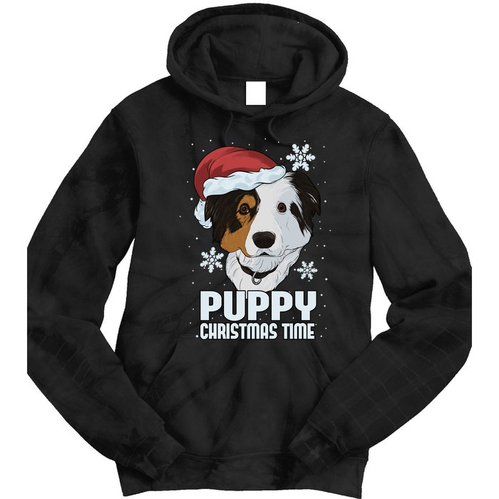 Puppy Christmas Time Tie Dye Hoodie