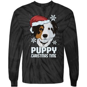 Puppy Christmas Time Tie-Dye Long Sleeve Shirt