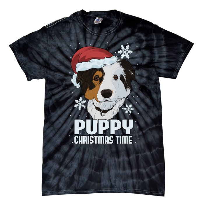 Puppy Christmas Time Tie-Dye T-Shirt