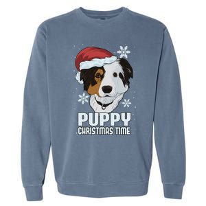 Puppy Christmas Time Garment-Dyed Sweatshirt