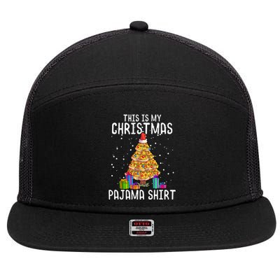 Pizza Christmas Tree Shirt Pizza Lover Gift Xmas 7 Panel Mesh Trucker Snapback Hat