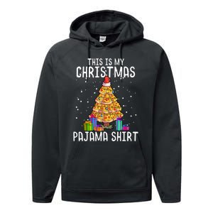 Pizza Christmas Tree Shirt Pizza Lover Gift Xmas Performance Fleece Hoodie