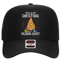 Pizza Christmas Tree Shirt Pizza Lover Gift Xmas High Crown Mesh Back Trucker Hat