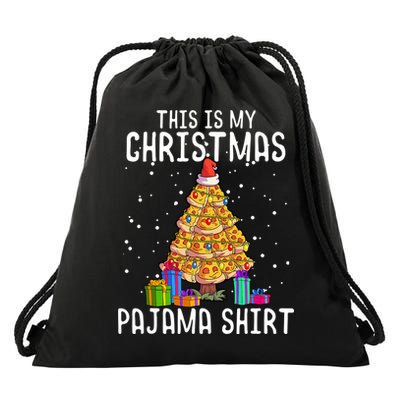 Pizza Christmas Tree Shirt Pizza Lover Gift Xmas Drawstring Bag