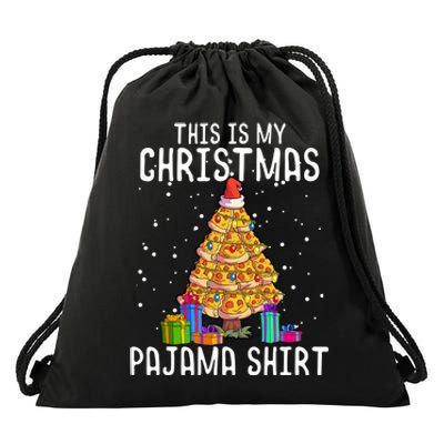 Pizza Christmas Tree Shirt Pizza Lover Gift Xmas Drawstring Bag