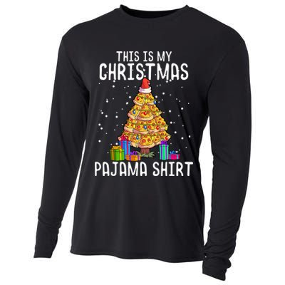 Pizza Christmas Tree Shirt Pizza Lover Gift Xmas Cooling Performance Long Sleeve Crew