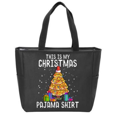 Pizza Christmas Tree Shirt Pizza Lover Gift Xmas Zip Tote Bag