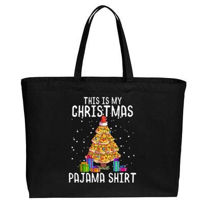 Pizza Christmas Tree Shirt Pizza Lover Gift Xmas Cotton Canvas Jumbo Tote