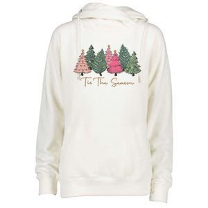 Pink Christmas Tree Christmas Womens Funnel Neck Pullover Hood