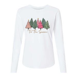 Pink Christmas Tree Christmas Womens Cotton Relaxed Long Sleeve T-Shirt