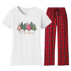 Pink Christmas Tree Christmas Women's Flannel Pajama Set