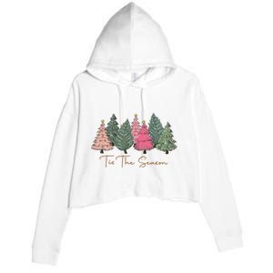 Pink Christmas Tree Christmas Crop Fleece Hoodie