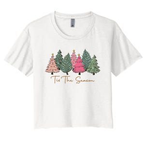 Pink Christmas Tree Christmas Women's Crop Top Tee