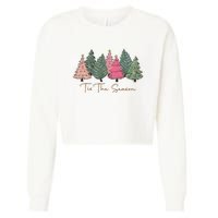 Pink Christmas Tree Christmas Cropped Pullover Crew