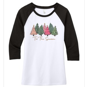 Pink Christmas Tree Christmas Women's Tri-Blend 3/4-Sleeve Raglan Shirt