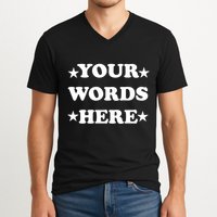 Personalized Custom Text Cute Retro Groovy Font V-Neck T-Shirt