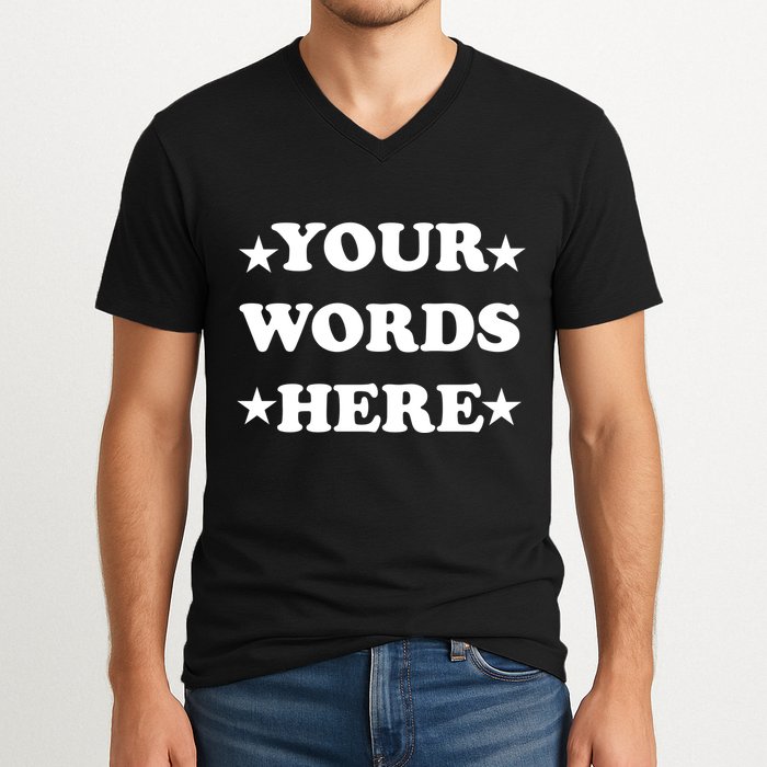 Personalized Custom Text Cute Retro Groovy Font V-Neck T-Shirt