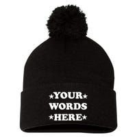 Personalized Custom Text Cute Retro Groovy Font Pom Pom 12in Knit Beanie