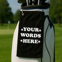 Personalized Custom Text Cute Retro Groovy Font Golf Towel