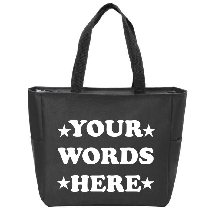 Personalized Custom Text Cute Retro Groovy Font Zip Tote Bag