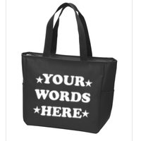 Personalized Custom Text Cute Retro Groovy Font Zip Tote Bag