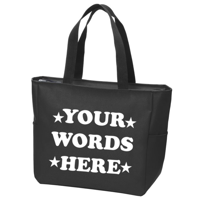 Personalized Custom Text Cute Retro Groovy Font Zip Tote Bag