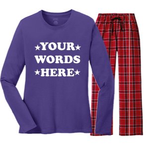 Personalized Custom Text Cute Retro Groovy Font Women's Long Sleeve Flannel Pajama Set 