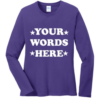 Personalized Custom Text Cute Retro Groovy Font Ladies Long Sleeve Shirt