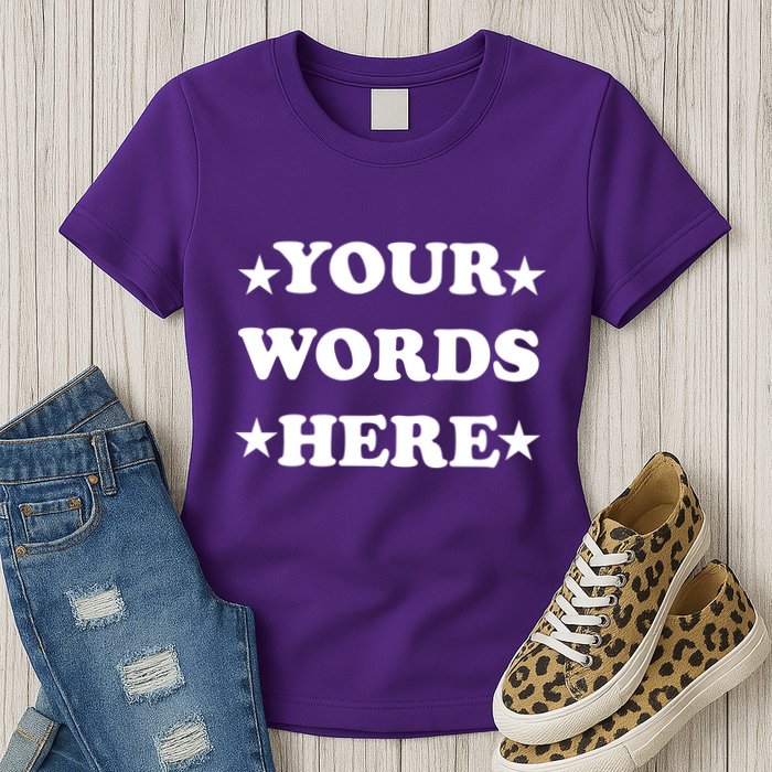 Personalized Custom Text Cute Retro Groovy Font Womens T-Shirt