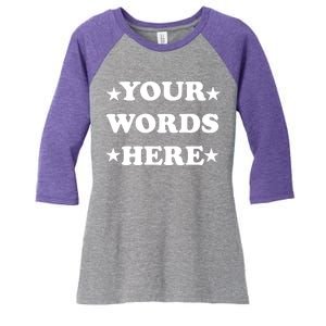 Personalized Custom Text Cute Retro Groovy Font Women's Tri-Blend 3/4-Sleeve Raglan Shirt