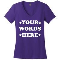 Personalized Custom Text Cute Retro Groovy Font Women's V-Neck T-Shirt