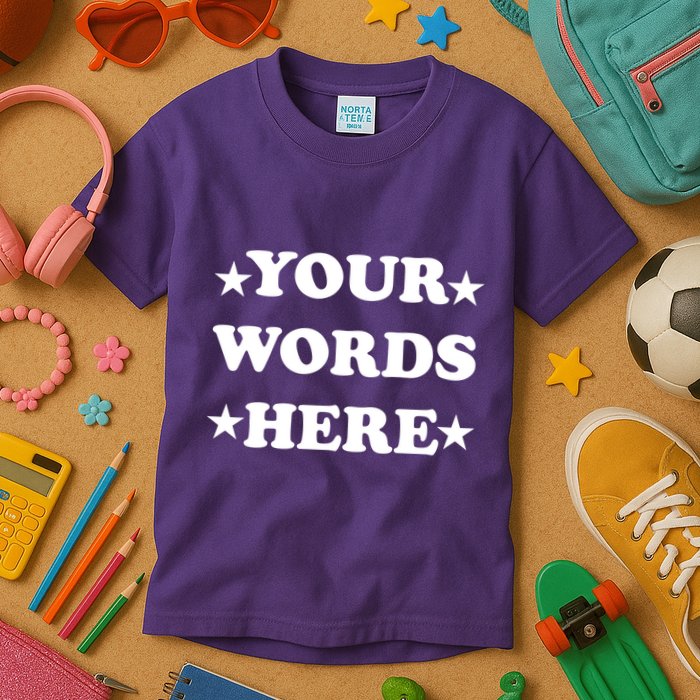 Personalized Custom Text Cute Retro Groovy Font Kids T-Shirt