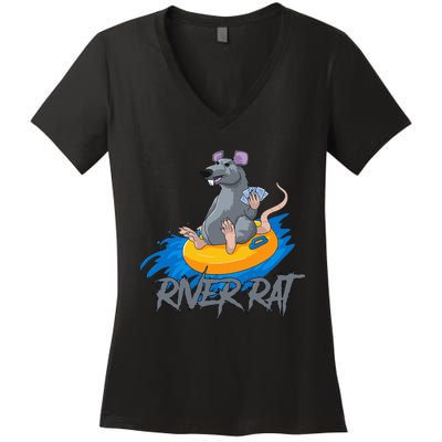 Poker Cards Texas Hold Em River Rat Casino Funny Women's V-Neck T-Shirt