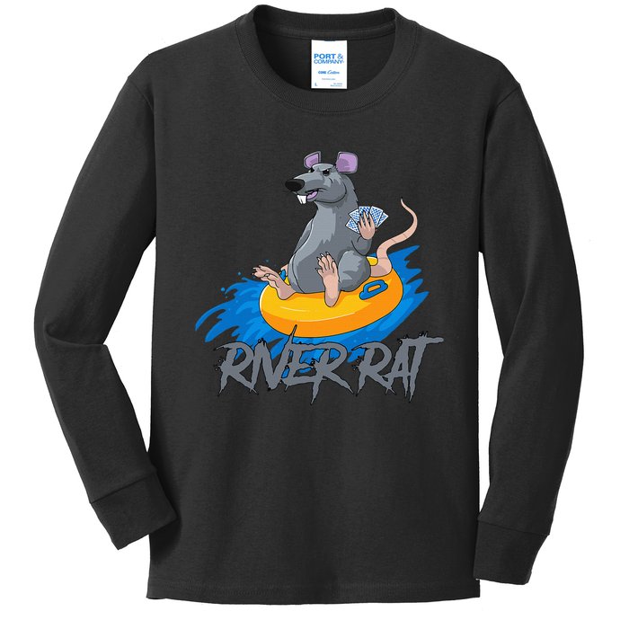 Poker Cards Texas Hold Em River Rat Casino Funny Kids Long Sleeve Shirt