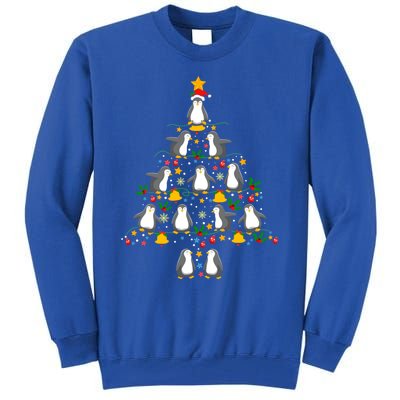 Penguin Christmas Tree Funny Gift Funny Penguin Christmas Lights Gift Tall Sweatshirt