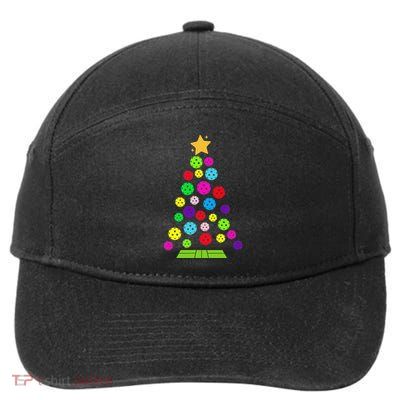 Pickleball Christmas Tree 7-Panel Snapback Hat