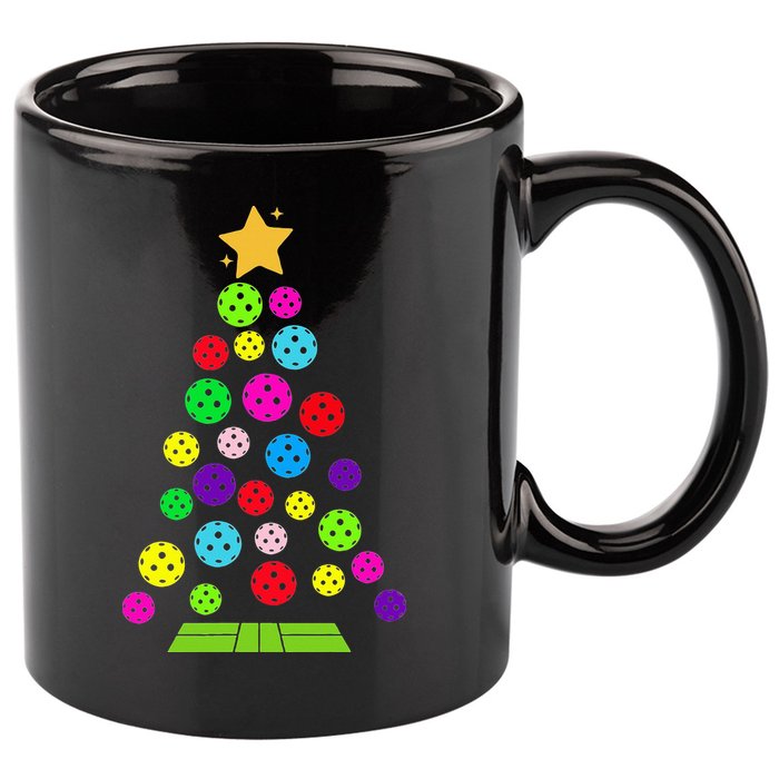 Pickleball Christmas Tree 11oz C Handle Ceramic Mug